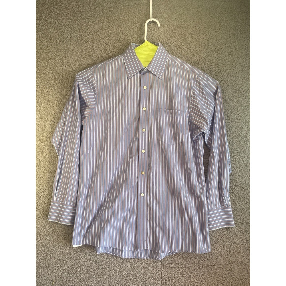 Michael Kors Mens Dress Shirt Blue Striped 16 34/35 Business Casual
